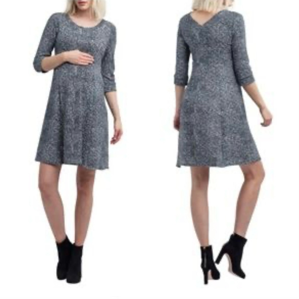 NOM Maternity Black and White Stretch dress